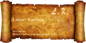 Later Karina névjegykártya